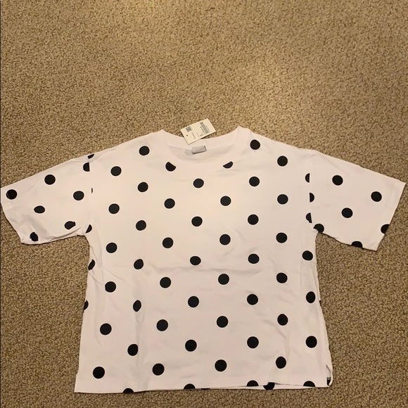 3/$30 NWT Bossini Polka Dot Cropped T-shirt Sz S - Picture 1 of 4